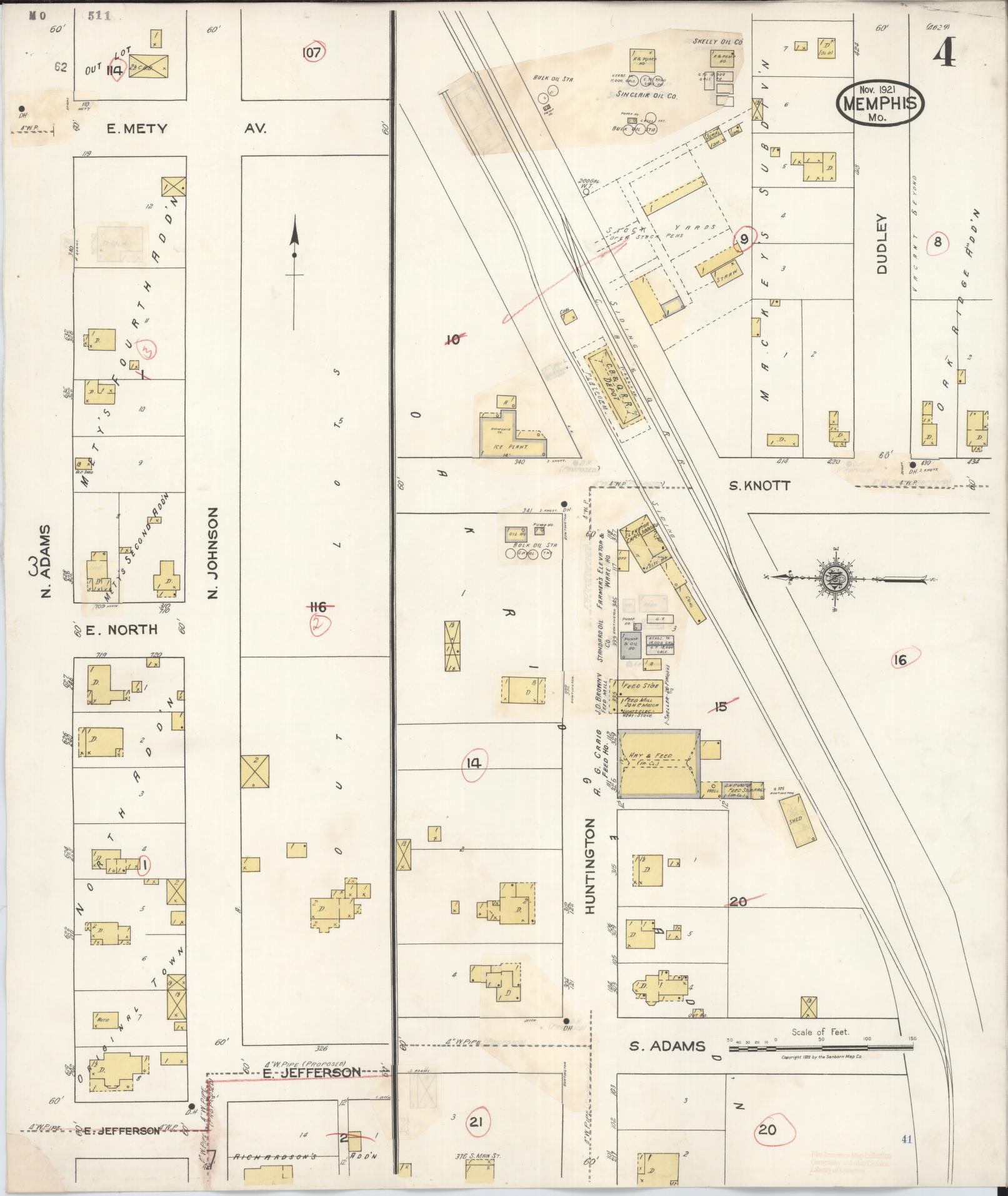 Sanborn Fire Insurance Map from Memphis, Scotland County, Missouri (1936), Sheet #0004 - Complete Map Set gallery image, historic Sanborn map, vintage wall art, Missouri Missouri