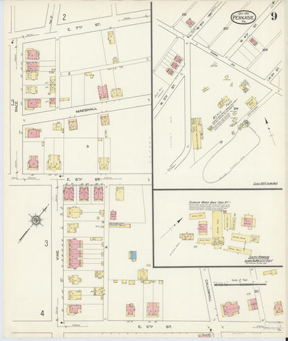Sanborn Fire Insurance Map from Perkasie, Bucks County, Pennsylvania (1913), Sheet #0009 - Historic Sanborn Fire Insurance Map Print, vintage old map wall art, antique decor, genealogy gift, Pennsylvania Pennsylvania map