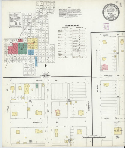 Sanborn Fire Insurance Map from Roff, Pontotoc County, Oklahoma (1906), Sheet #0001 - Complete Map Set gallery image, historic Sanborn map, vintage wall art, Oklahoma Oklahoma