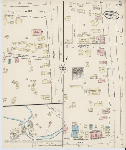 Sanborn Fire Insurance Map from Danbury, Fairfield County, Connecticut (1884), Sheet #0005 - Complete Map Set gallery image, historic Sanborn map, vintage wall art, Connecticut Connecticut