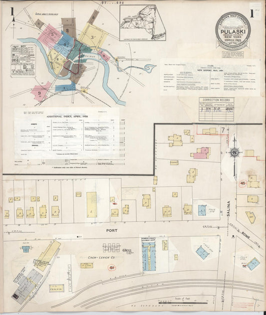 Sanborn Fire Insurance Map from Pulaski, Oswego County, New York (1959), Sheet #0001 - Historic Sanborn Fire Insurance Map Print, vintage old map wall art, antique decor, genealogy gift, New York New York map