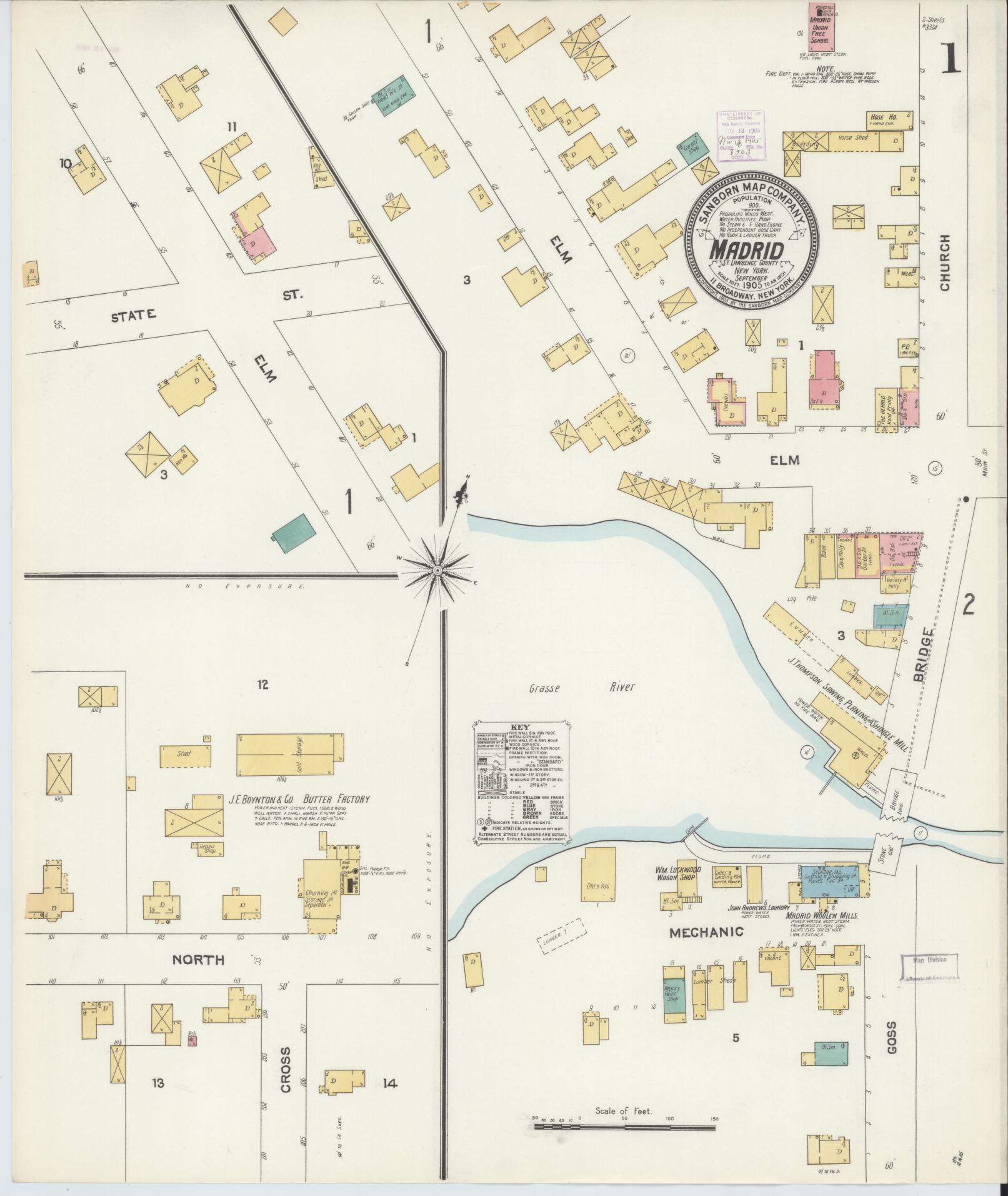 Sanborn Fire Insurance Map from Madrid, St. Lawrence County, New York. (1905) – Historic Sanborn Fire Insurance Map Print