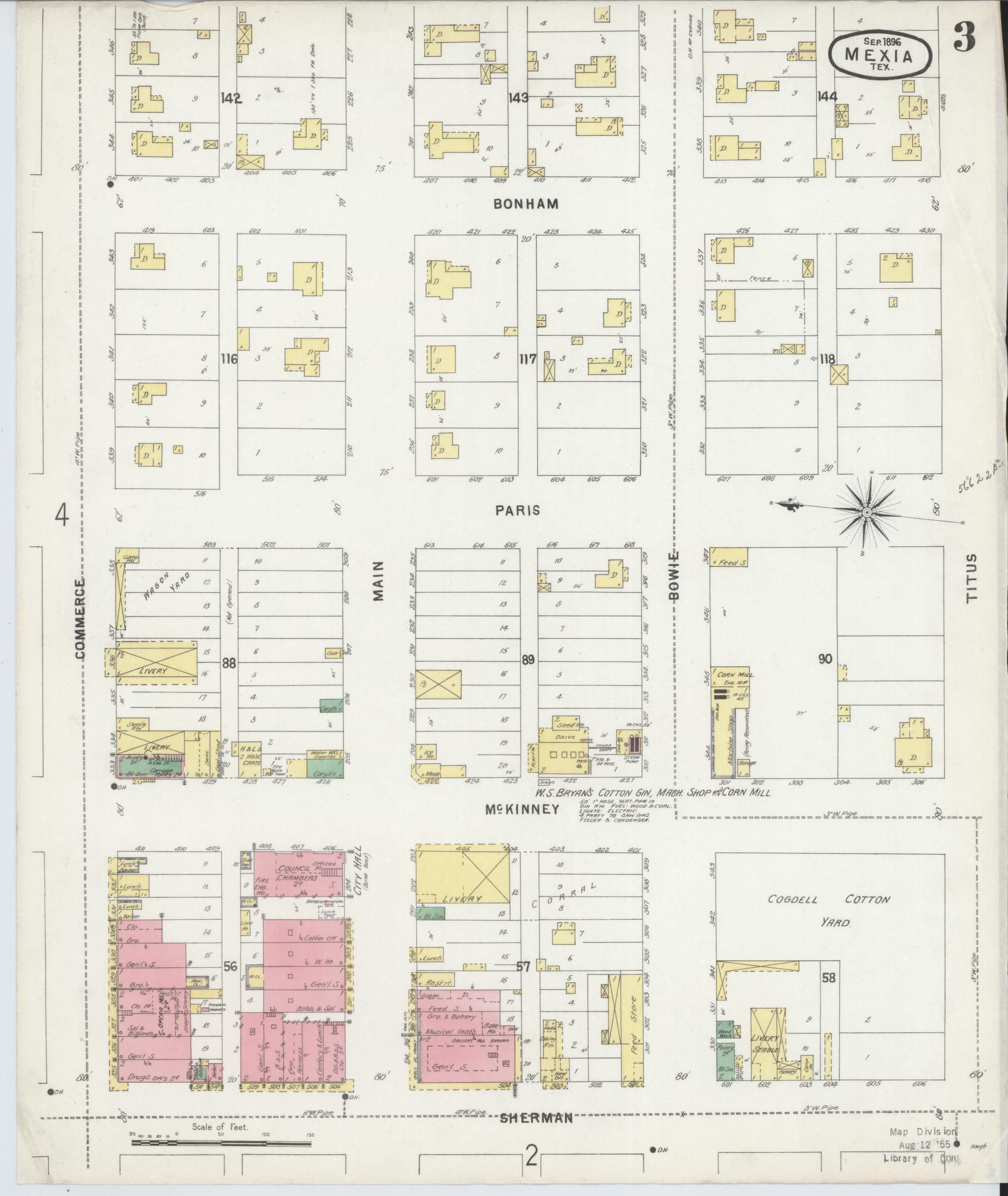 Sanborn Fire Insurance Map from Mexia, Limestone County, Texas (1896), Sheet #0003 - Complete Map Set gallery image, historic Sanborn map, vintage wall art, Texas Texas