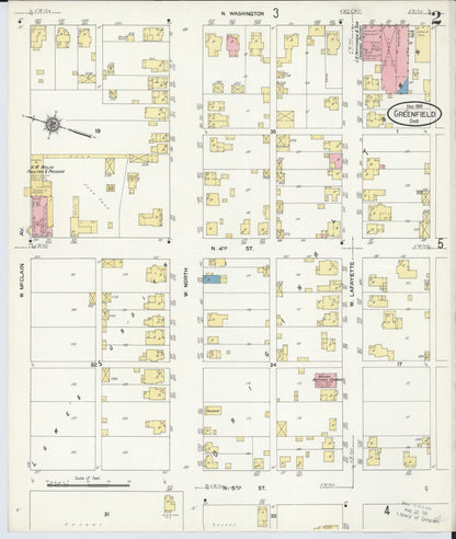 Sanborn Fire Insurance Map from Greenfield, Highland County, Ohio (1910), Sheet #0002 - Complete Map Set gallery image, historic Sanborn map, vintage wall art, Ohio Ohio