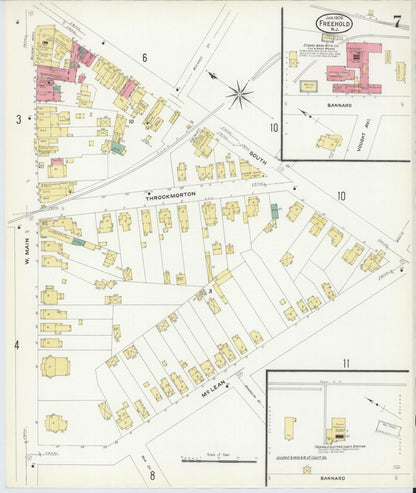 Sanborn Fire Insurance Map from Freehold, Monmouth County, New Jersey (1909), Sheet #0007 - Complete Map Set gallery image, historic Sanborn map, vintage wall art, New Jersey New Jersey