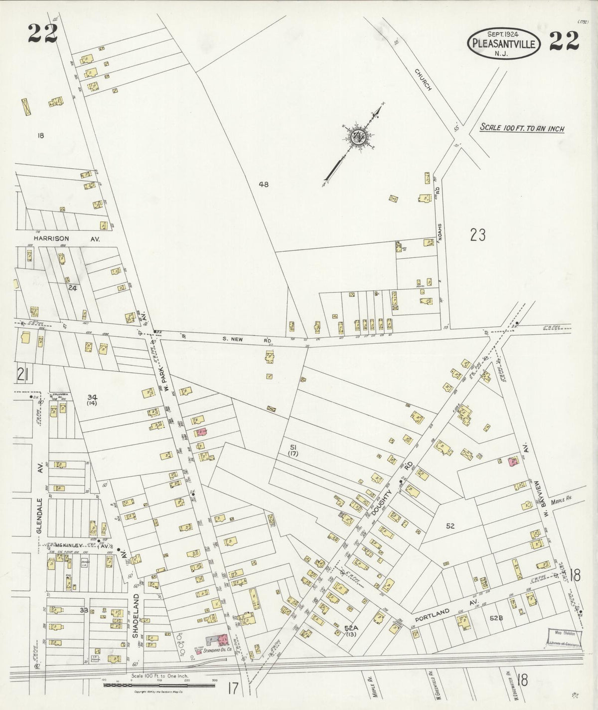 Sanborn Fire Insurance Map from Pleasantville, Atlantic County, New Jersey (1924), Sheet #0022 - Complete Map Set gallery image, historic Sanborn map, vintage wall art, New Jersey New Jersey