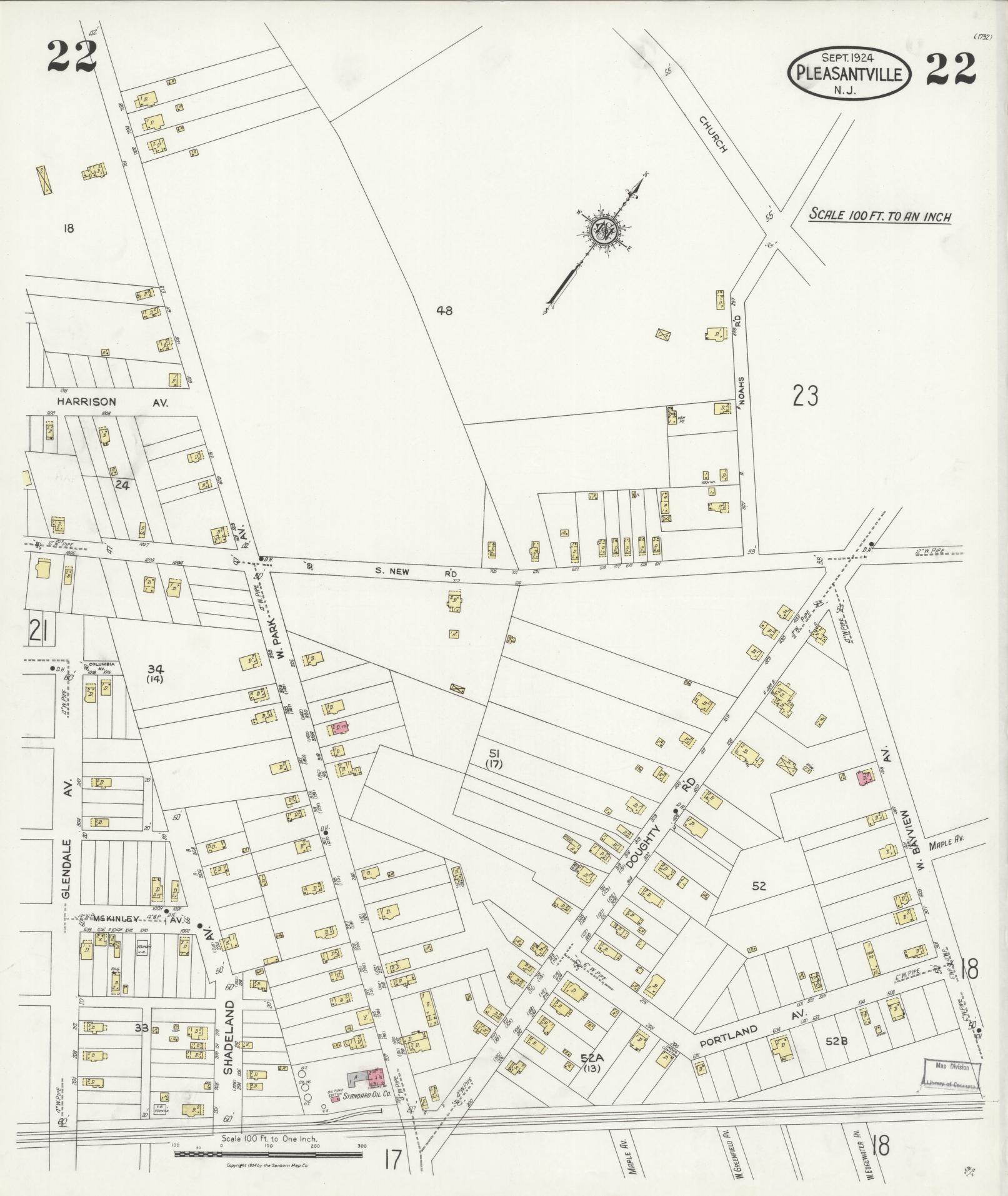 Sanborn Fire Insurance Map from Pleasantville, Atlantic County, New Jersey (1924), Sheet #0022 - Complete Map Set gallery image, historic Sanborn map, vintage wall art, New Jersey New Jersey