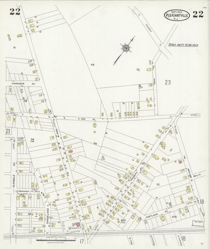 Sanborn Fire Insurance Map from Pleasantville, Atlantic County, New Jersey (1924), Sheet #0022 - Complete Map Set gallery image, historic Sanborn map, vintage wall art, New Jersey New Jersey
