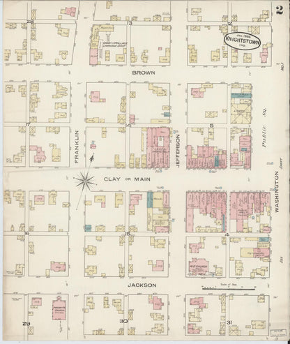 Sanborn Fire Insurance Map from Knightstown, Henry County, Indiana (1885), Sheet #0002 - Complete Map Set gallery image, historic Sanborn map, vintage wall art, Indiana Indiana