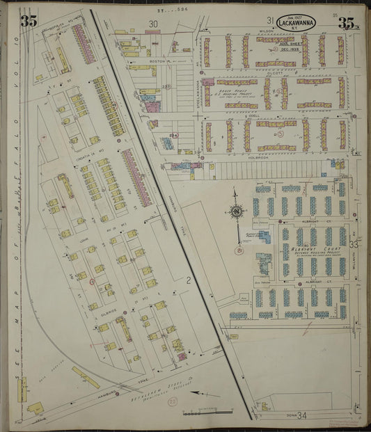 Sanborn Fire Insurance Map from Lackawanna, Erie County, New York (1950), Sheet #0035 - Historic Sanborn Fire Insurance Map Print, vintage old map wall art, antique decor, genealogy gift, New York New York map