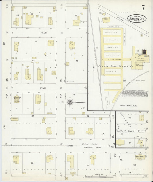 Sanborn Fire Insurance Map from Junction City, Union County, Arkansas (1914), Sheet #0007 - Historic Sanborn Fire Insurance Map Print, vintage old map wall art, antique decor, genealogy gift, Arkansas Arkansas map