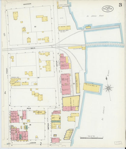Sanborn Fire Insurance Map from Palatka, Putnam County, Florida (1903), Sheet #0003 - Historic Sanborn Fire Insurance Map Print, vintage old map wall art, antique decor, genealogy gift, Florida Florida map