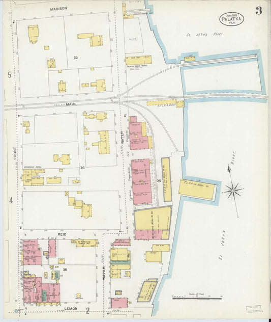 Sanborn Fire Insurance Map from Palatka, Putnam County, Florida (1903), Sheet #0003 - Historic Sanborn Fire Insurance Map Print, vintage old map wall art, antique decor, genealogy gift, Florida Florida map
