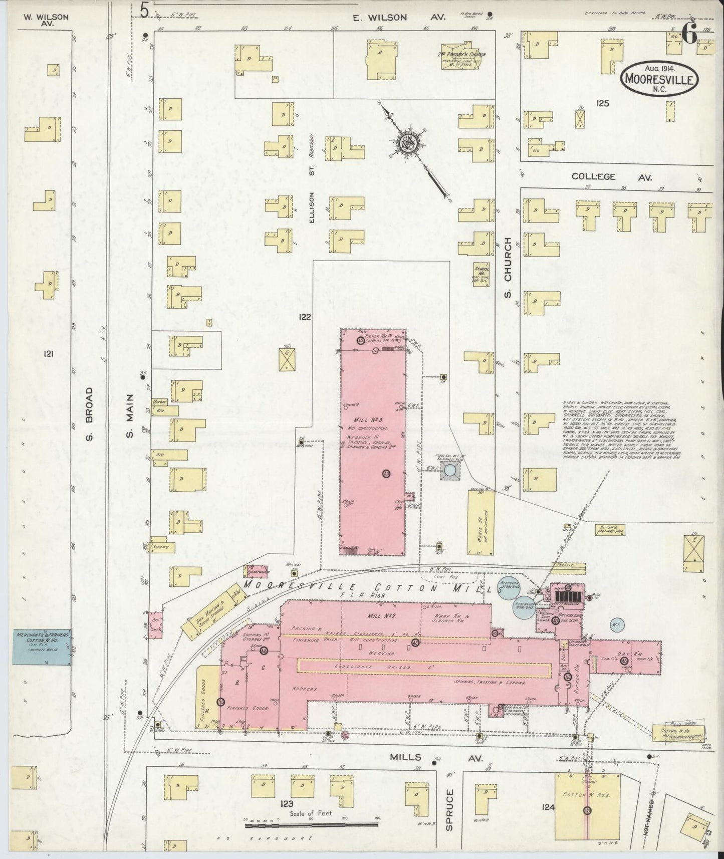 Sanborn Fire Insurance Map from Mooresville, Iredell County, North Carolina (1914), Sheet #0006 - Complete Map Set gallery image, historic Sanborn map, vintage wall art, North Carolina North Carolina