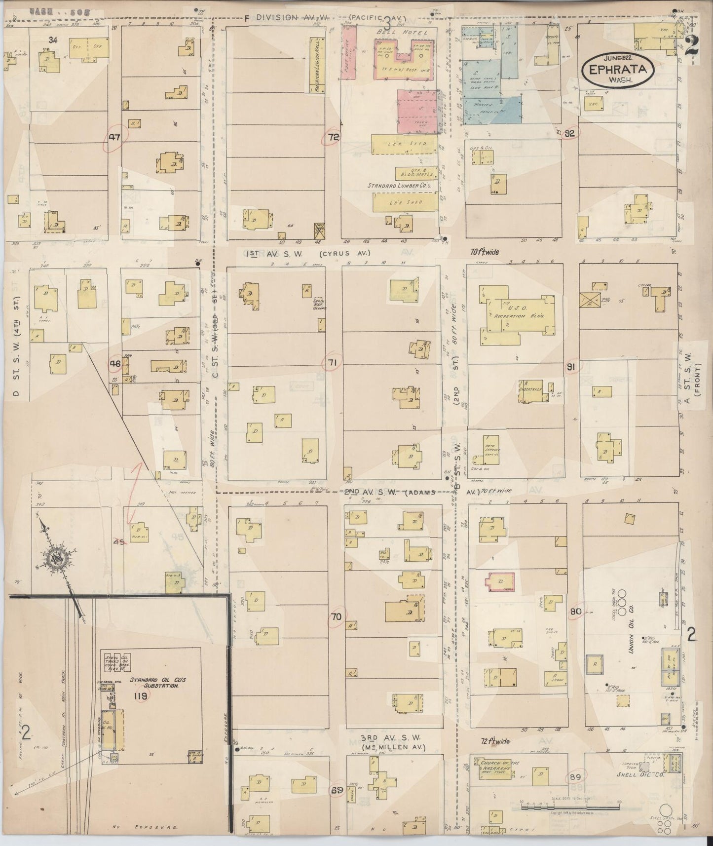 Sanborn Fire Insurance Map from Ephrata, Grant County, Washington (1944), Sheet #0002 - Complete Map Set gallery image, historic Sanborn map, vintage wall art, Washington Washington
