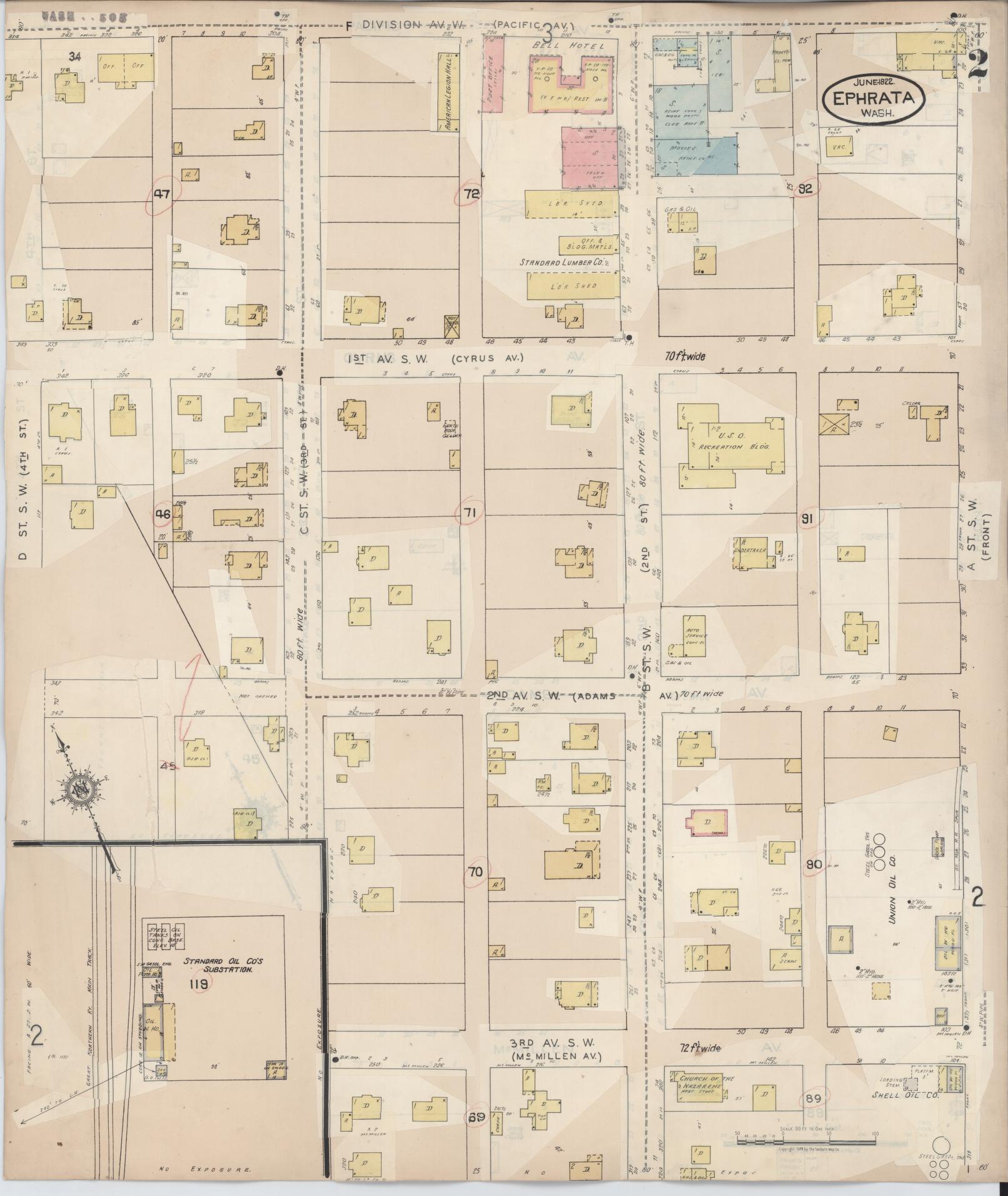 Sanborn Fire Insurance Map from Ephrata, Grant County, Washington (1944), Sheet #0002 - Complete Map Set gallery image, historic Sanborn map, vintage wall art, Washington Washington
