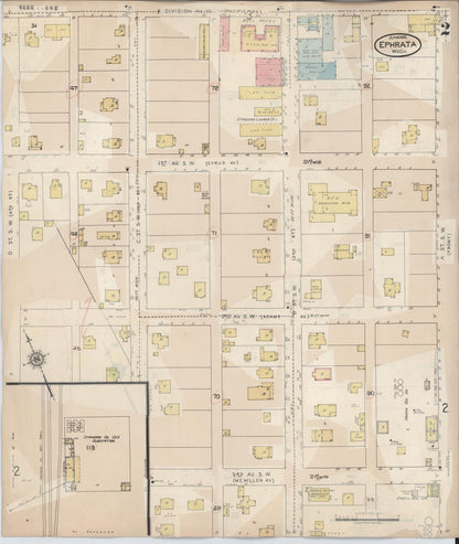 Sanborn Fire Insurance Map from Ephrata, Grant County, Washington (1944), Sheet #0002 - Complete Map Set gallery image, historic Sanborn map, vintage wall art, Washington Washington