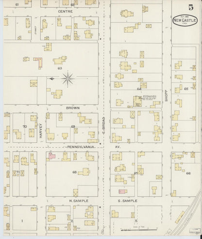 Sanborn Fire Insurance Map from New Castle, Henry County, Indiana (1892), Sheet #0005 - Complete Map Set gallery image, historic Sanborn map, vintage wall art, Indiana Indiana