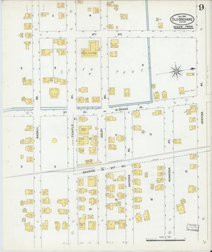 Sanborn Fire Insurance Map from Old Orchard, York County, Maine (1904), Sheet #0009 - Complete Map Set gallery image, historic Sanborn map, vintage wall art, Maine Maine