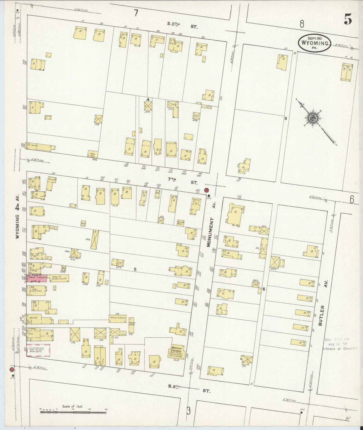 Sanborn Fire Insurance Map from Wyoming, Luzerne County, Pennsylvania (1911), Sheet #0005 - Complete Map Set gallery image, historic Sanborn map, vintage wall art, Pennsylvania Pennsylvania