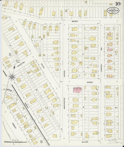 Sanborn Fire Insurance Map from Crookston, Polk County, Minnesota (1906), Sheet #0010 - Historic Sanborn Fire Insurance Map Print, vintage old map wall art, antique decor, genealogy gift, Minnesota Minnesota map