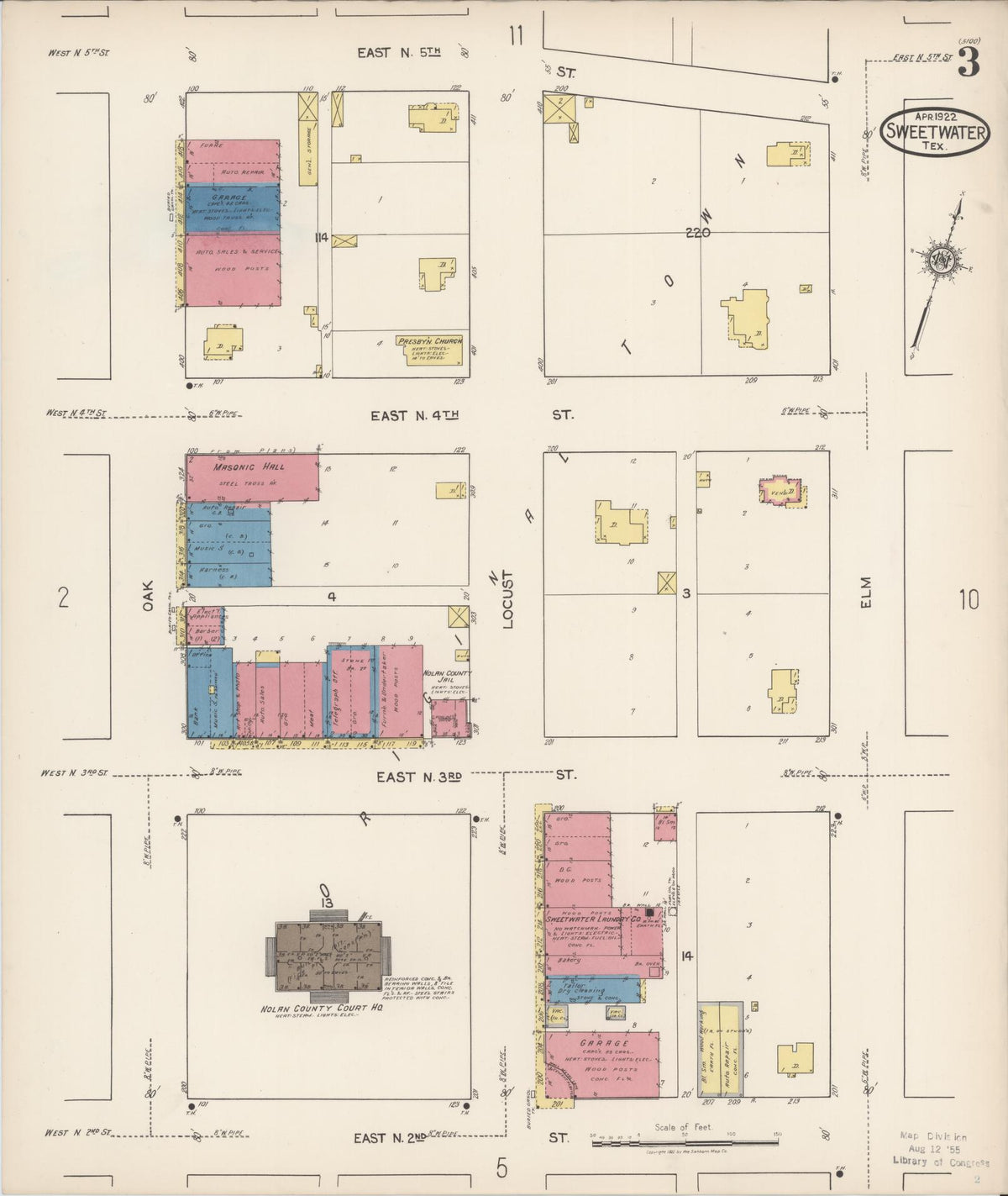 Sanborn Fire Insurance Map from Sweetwater, Nolan County, Texas (1922), Sheet #0003 - Historic Sanborn Fire Insurance Map Print, vintage old map wall art, antique decor, genealogy gift, Texas Texas map