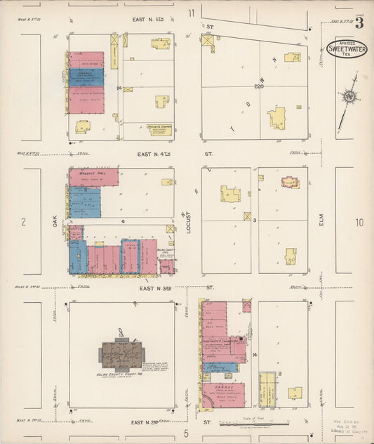 Sanborn Fire Insurance Map from Sweetwater, Nolan County, Texas (1922), Sheet #0003 - Historic Sanborn Fire Insurance Map Print, vintage old map wall art, antique decor, genealogy gift, Texas Texas map