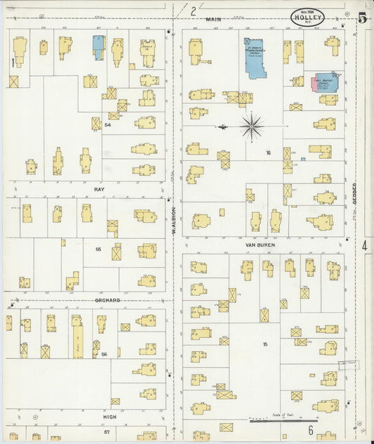 Sanborn Fire Insurance Map from Holley, Orleans County, New York (1904), Sheet #0005 - Historic Sanborn Fire Insurance Map Print, vintage old map wall art, antique decor, genealogy gift, New York New York map