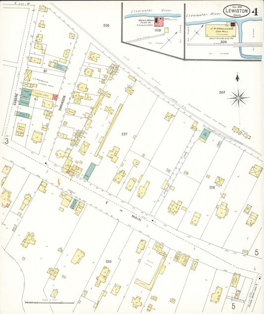 Sanborn Fire Insurance Map from Lewiston, Nez Perce County, Idaho (1900), Sheet #0004 - Historic Sanborn Fire Insurance Map Print, vintage old map wall art, antique decor, genealogy gift, Idaho Idaho map