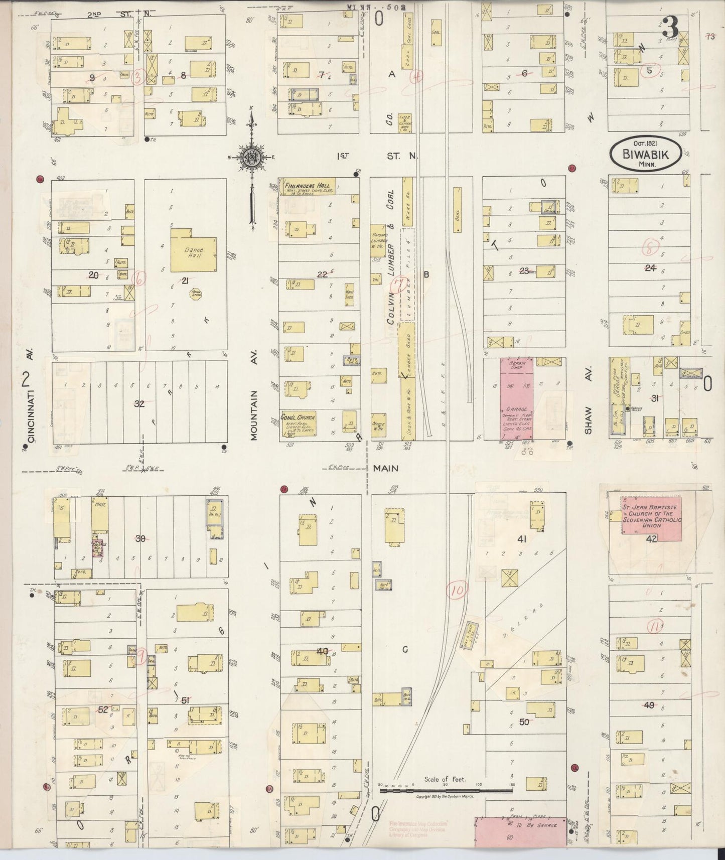Sanborn Fire Insurance Map from Biwabik, Saint Louis County, Minnesota (1936), Sheet #0003 - Complete Map Set gallery image, historic Sanborn map, vintage wall art, Minnesota Minnesota