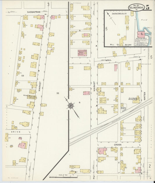 Sanborn Fire Insurance Map from Selins Grove, Snyder County, Pennsylvania (1913), Sheet #0005 - Historic Sanborn Fire Insurance Map Print, vintage old map wall art, antique decor, genealogy gift, Pennsylvania Pennsylvania map