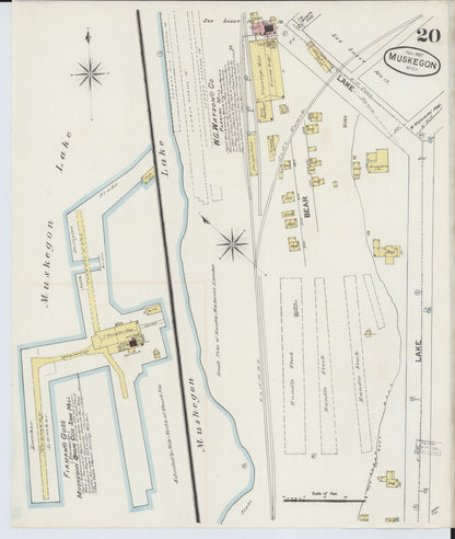 Sanborn Fire Insurance Map from Muskegon, Muskegon County, Michigan (1887), Sheet #0020 - Historic Sanborn Fire Insurance Map Print, vintage old map wall art, antique decor, genealogy gift, Michigan Michigan map