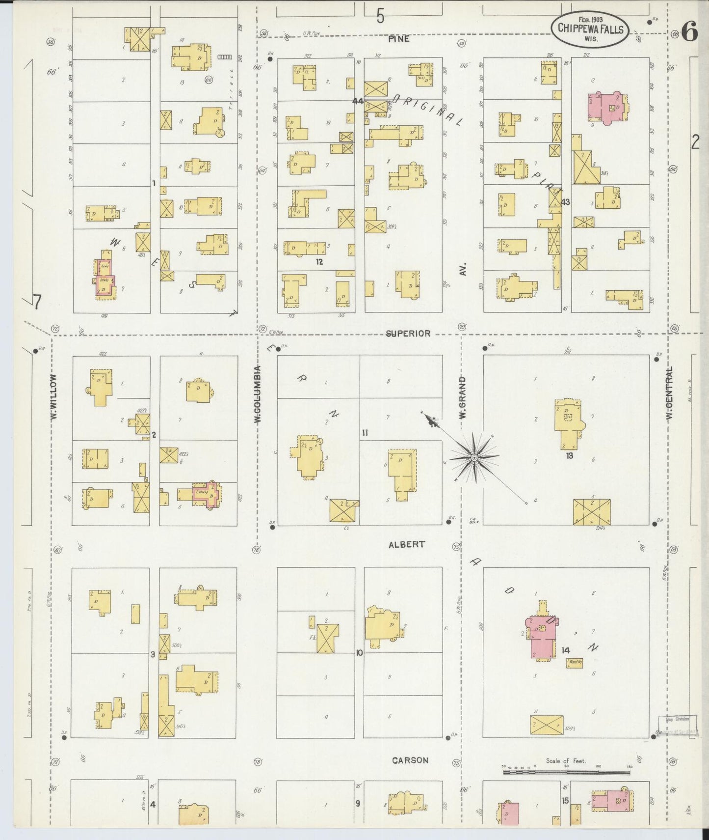 Sanborn Fire Insurance Map from Chippewa Falls, Chippewa County, Wisconsin (1903), Sheet #0006 - Complete Map Set gallery image, historic Sanborn map, vintage wall art, Wisconsin Wisconsin