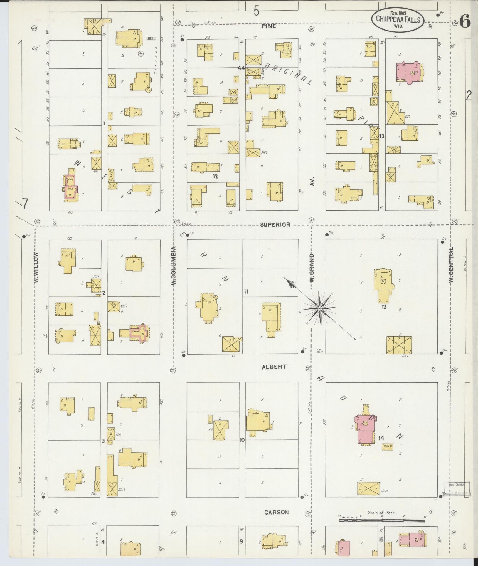 Sanborn Fire Insurance Map from Chippewa Falls, Chippewa County, Wisconsin (1903), Sheet #0006 - Complete Map Set gallery image, historic Sanborn map, vintage wall art, Wisconsin Wisconsin