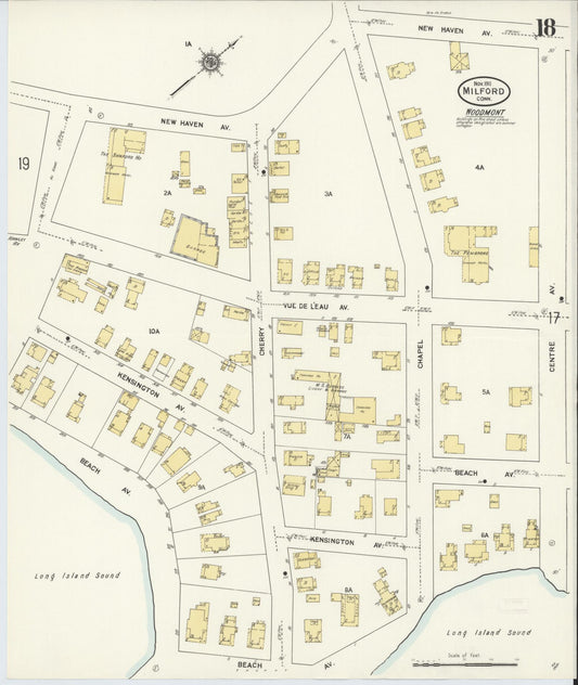 Sanborn Fire Insurance Map from Milford, New Haven County, Connecticut (1911), Sheet #0018 - Historic Sanborn Fire Insurance Map Print, vintage old map wall art, antique decor, genealogy gift, Connecticut Connecticut map
