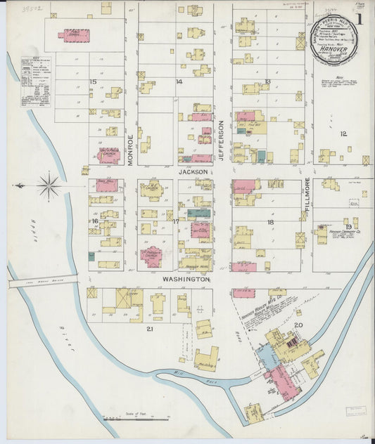 Sanborn Fire Insurance Map from Hanover, Jo Daviess County, Illinois (1893), Sheet #0001 - Historic Sanborn Fire Insurance Map Print, vintage old map wall art, antique decor, genealogy gift, Illinois Illinois map