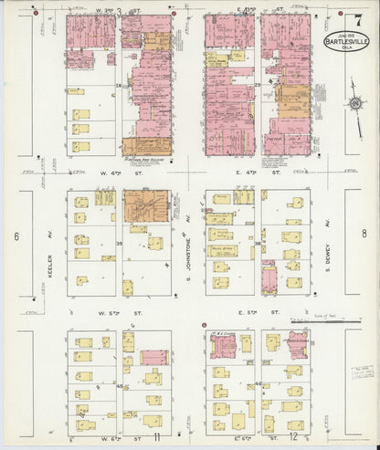 Sanborn Fire Insurance Map from Bartlesville, Washington County, Oklahoma (1915), Sheet #0007 - Complete Map Set gallery image, historic Sanborn map, vintage wall art, Oklahoma Oklahoma