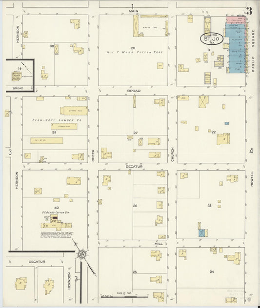 Sanborn Fire Insurance Map from Saint Jo, Montague County, Texas (1914), Sheet #0003 - Historic Sanborn Fire Insurance Map Print, vintage old map wall art, antique decor, genealogy gift, Texas Texas map