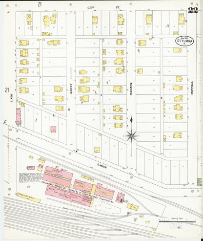 Sanborn Fire Insurance Map from Ottumwa, Wapello County, Iowa (1902), Sheet #0022 - Historic Sanborn Fire Insurance Map Print, vintage old map wall art