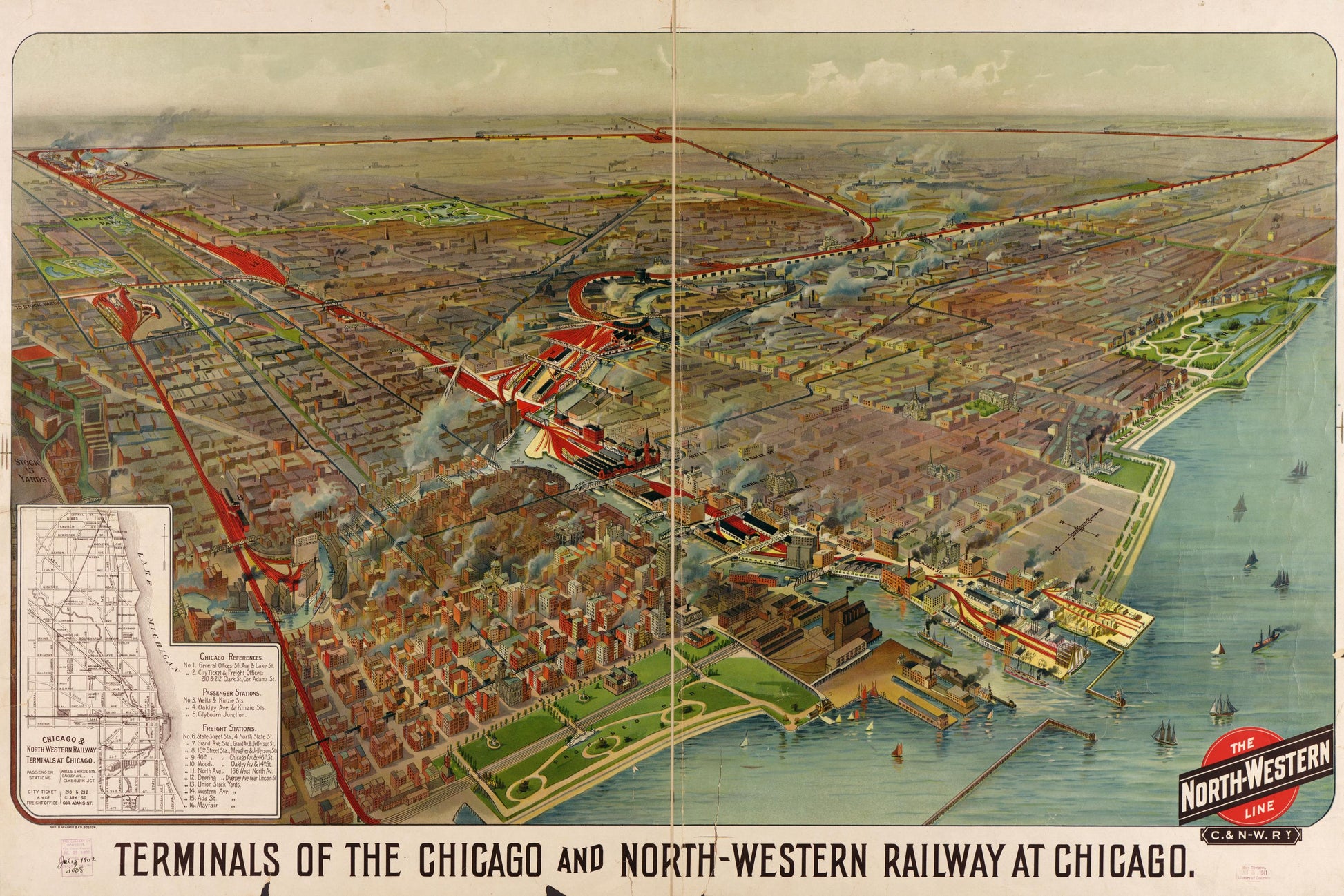 Terminals of the Chicago and North-Western Railway at Chicago (1902) – Historic Bird’s-Eye View Panorama Print