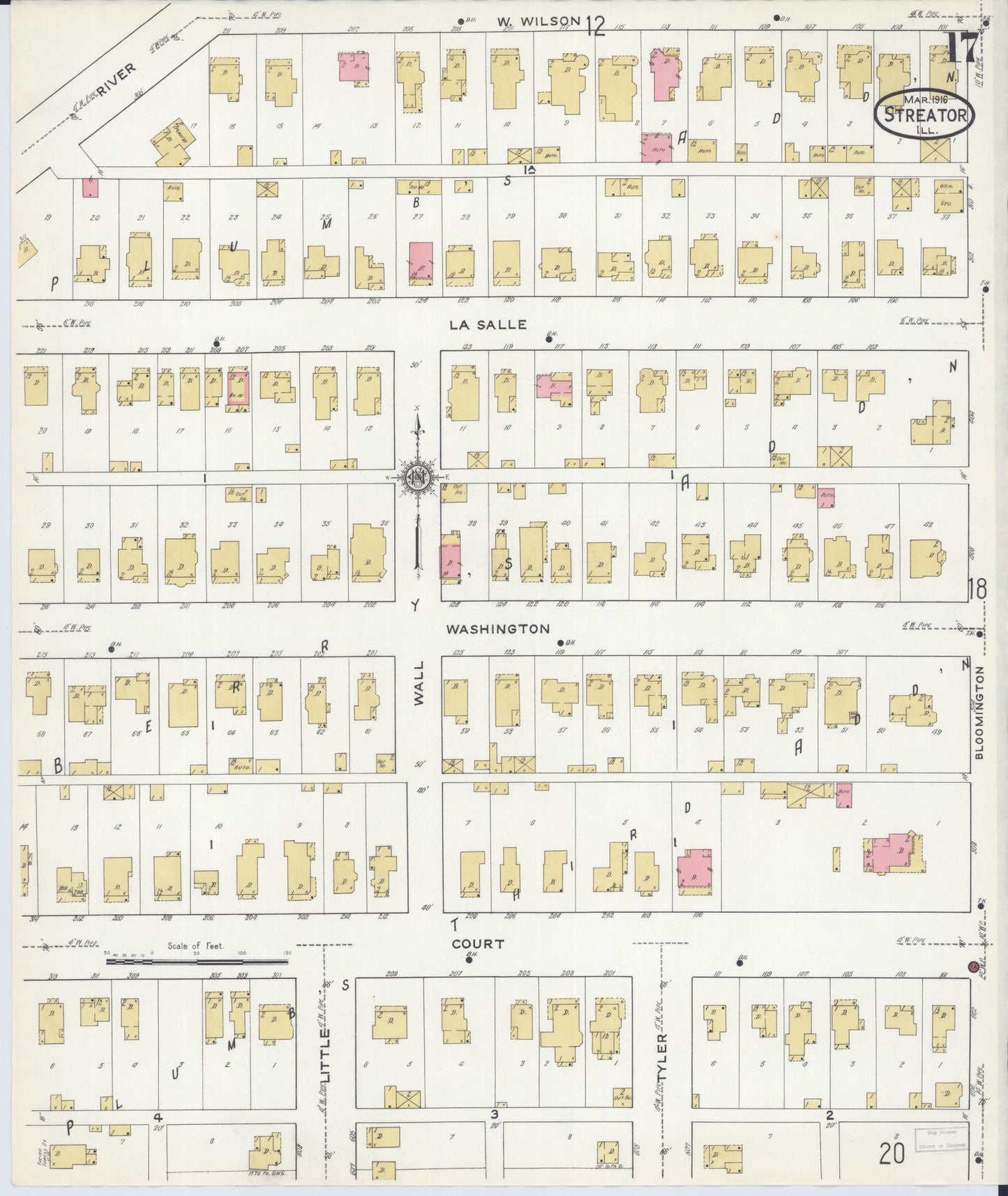 Sanborn Fire Insurance Map from Streator, La Salle County, Illinois (1916), Sheet #0017 - Historic Sanborn Fire Insurance Map Print, vintage old map wall art, antique decor, genealogy gift, Illinois Illinois map