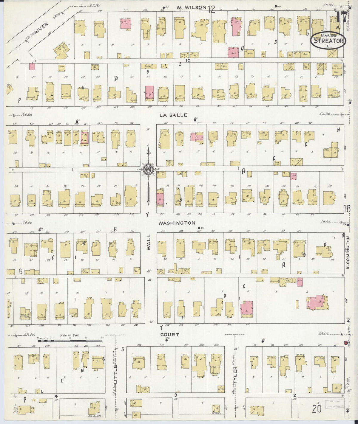 Sanborn Fire Insurance Map from Streator, La Salle County, Illinois (1916), Sheet #0017 - Historic Sanborn Fire Insurance Map Print, vintage old map wall art, antique decor, genealogy gift, Illinois Illinois map