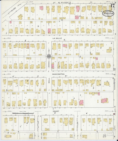 Sanborn Fire Insurance Map from Streator, La Salle County, Illinois (1916), Sheet #0017 - Historic Sanborn Fire Insurance Map Print, vintage old map wall art, antique decor, genealogy gift, Illinois Illinois map