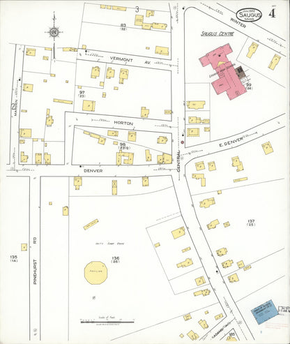 Sanborn Fire Insurance Map from Saugus, Essex County, Massachusetts (1922), Sheet #0004 - Historic Sanborn Fire Insurance Map Print, vintage old map wall art, antique decor, genealogy gift, Massachusetts Massachusetts map