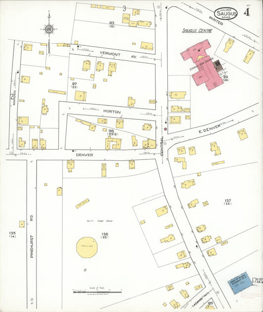 Sanborn Fire Insurance Map from Saugus, Essex County, Massachusetts (1922), Sheet #0004 - Historic Sanborn Fire Insurance Map Print, vintage old map wall art, antique decor, genealogy gift, Massachusetts Massachusetts map