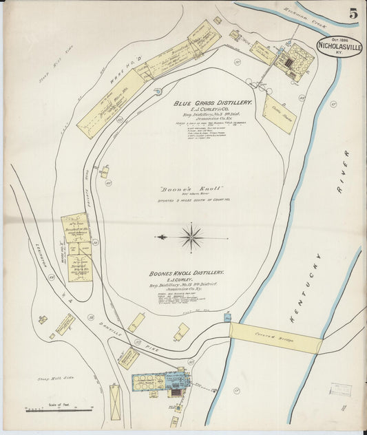 Sanborn Fire Insurance Map from Nicholasville, Jessamine County, Kentucky (1886), Sheet #0005 - Historic Sanborn Fire Insurance Map Print, vintage old map wall art, antique decor, genealogy gift, Kentucky Kentucky map