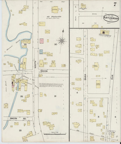 Sanborn Fire Insurance Map from North Attleborough, Bristol County, Massachusetts (1889), Sheet #0007 - Complete Map Set gallery image, historic Sanborn map, vintage wall art, Massachusetts Massachusetts