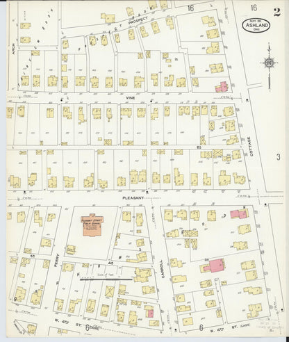 Sanborn Fire Insurance Map from Ashland, Ashland County, Ohio (1911), Sheet #0002 - Historic Sanborn Fire Insurance Map Print, vintage old map wall art, antique decor, genealogy gift, Ohio Ohio map