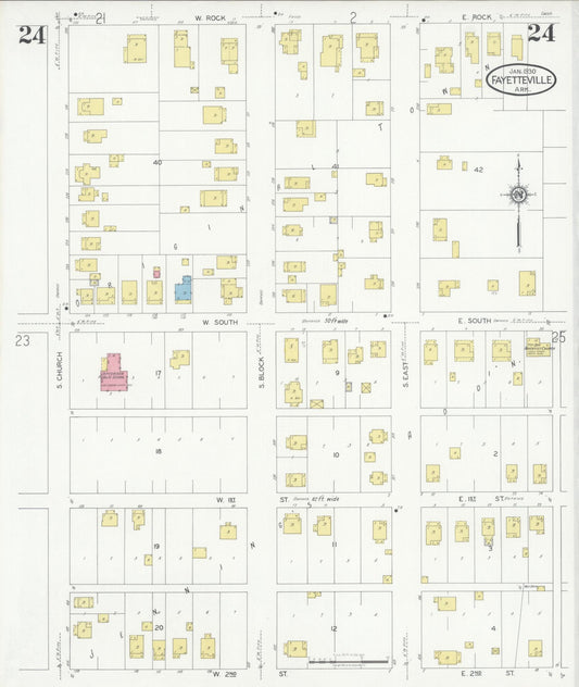 Sanborn Fire Insurance Map from Fayetteville, Washington County, Arkansas (1930), Sheet #0024 - Historic Sanborn Fire Insurance Map Print, vintage old map wall art, antique decor, genealogy gift, Arkansas Arkansas map