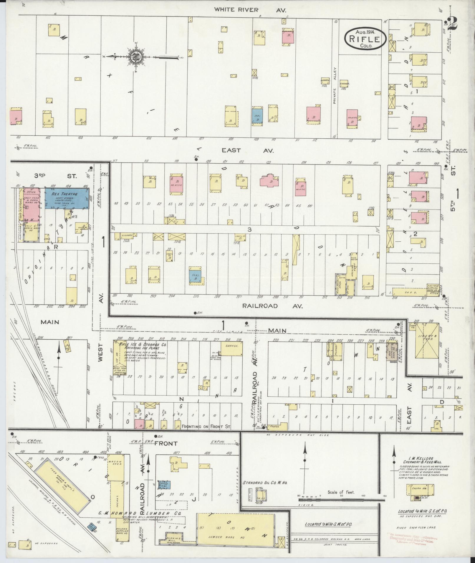 Sanborn Fire Insurance Map from Rifle, Garfield County, Colorado (1914), Sheet #0002 - Complete Map Set gallery image, historic Sanborn map, vintage wall art, Colorado Colorado